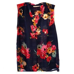 Floral V Neck Chiffon Blouse